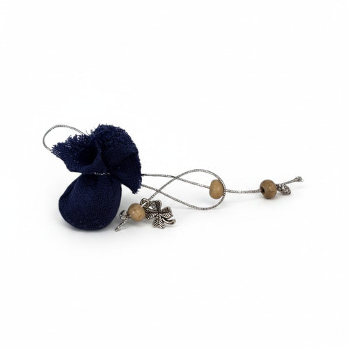 Bolsita Mojo Azul con Trébol de Cuatro Hojas – Amuleto de Buena Suerte